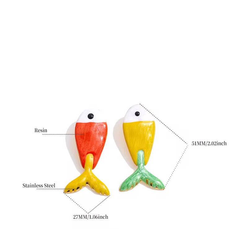 Crystal fish earring