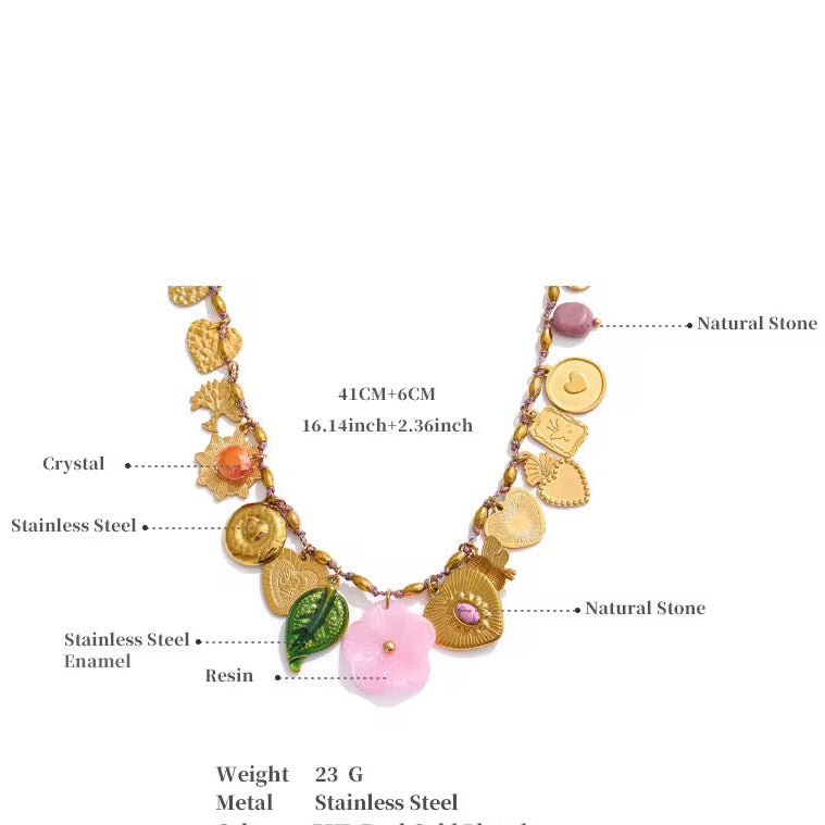 Collar flor rosa