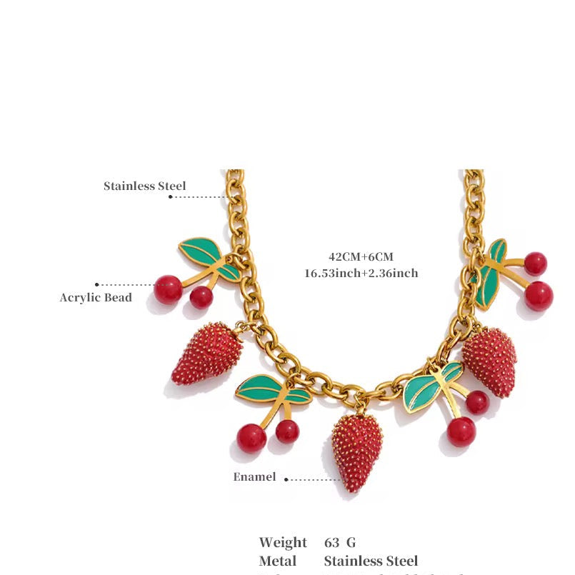 Necklace straw cherry’s
