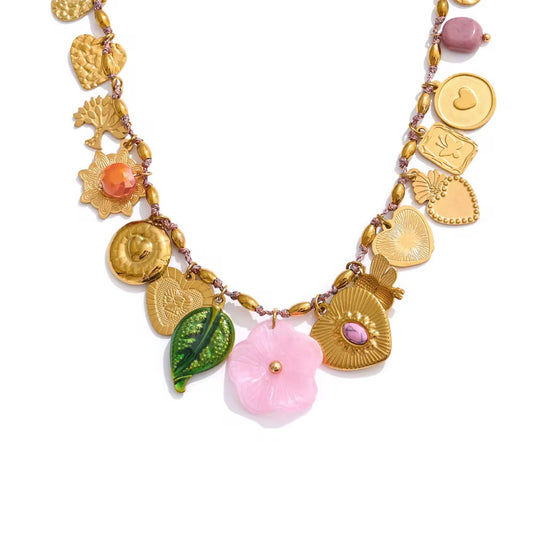 Collar flor rosa